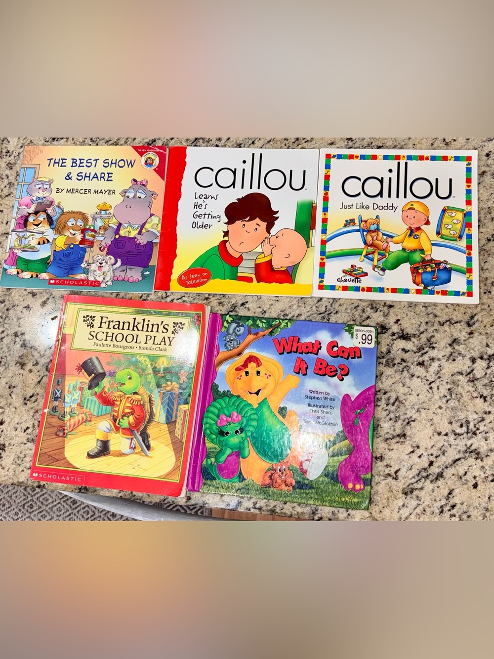 Vintage 90s Y2K Kids Books Lot Barney Caillou Franklin Little Critter 5 Books